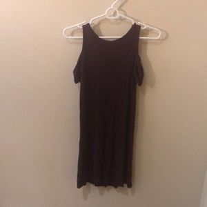 Maroon open shoulder tshirt dress